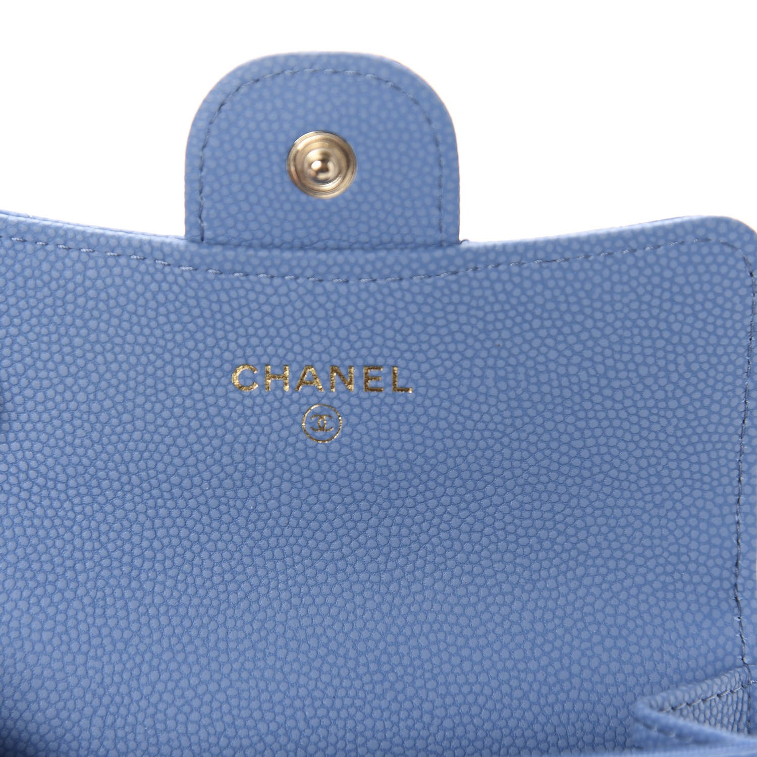 Chanel Caviar Flat Chevron Quilted Flap Card Holder Blue 7 of 9
