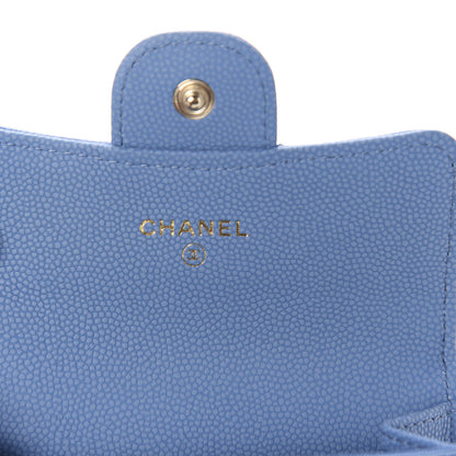 Chanel Caviar Flat Chevron Quilted Flap Card Holder Blue 7 of 9