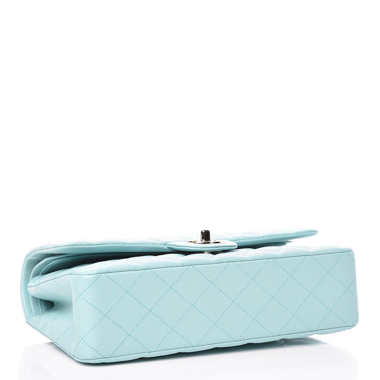 Caviar Quilted Medium Double Flap Light Blue