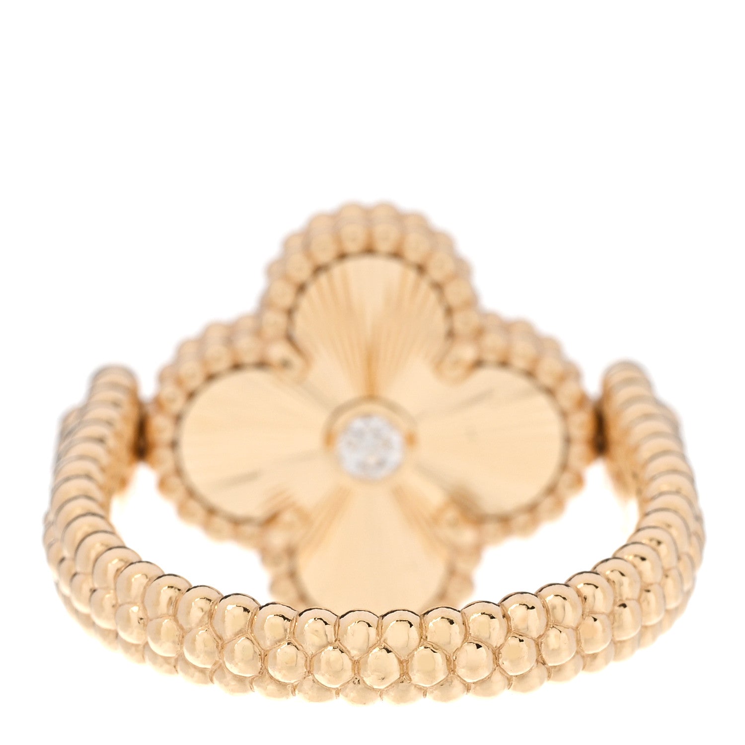 Van Cleef & Arpels 18K Yellow Gold Diamond Blue Agate Reversible Guilloche Vintage Alhambra Ring 53 6.5 4 of 6