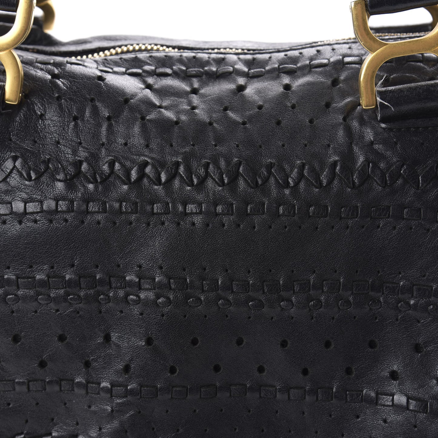 Calfskin Embroidered Medium Marcie Satchel Black