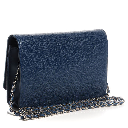 Chanel Caviar Timeless CC Wallet on Chain WOC Navy Blue 3 of 9
