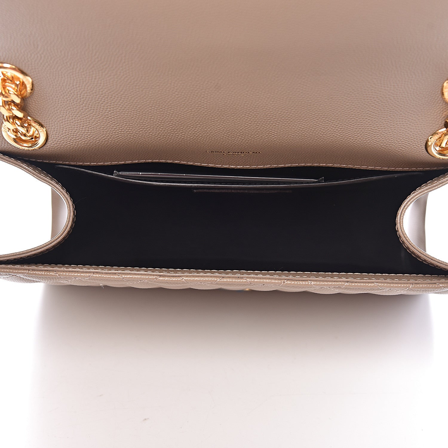 Saint Laurent Grain De Poudre Textured Mixed Matelasse Medium Triquilt Monogram Satchel Taupe 5 of 10