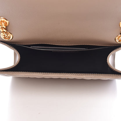 Saint Laurent Grain De Poudre Textured Mixed Matelasse Medium Triquilt Monogram Satchel Taupe 5 of 10