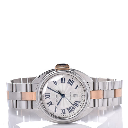 Cartier Stainless Steel 18K Pink Gold 31mm Cle De Automatic Watch 3 of 9