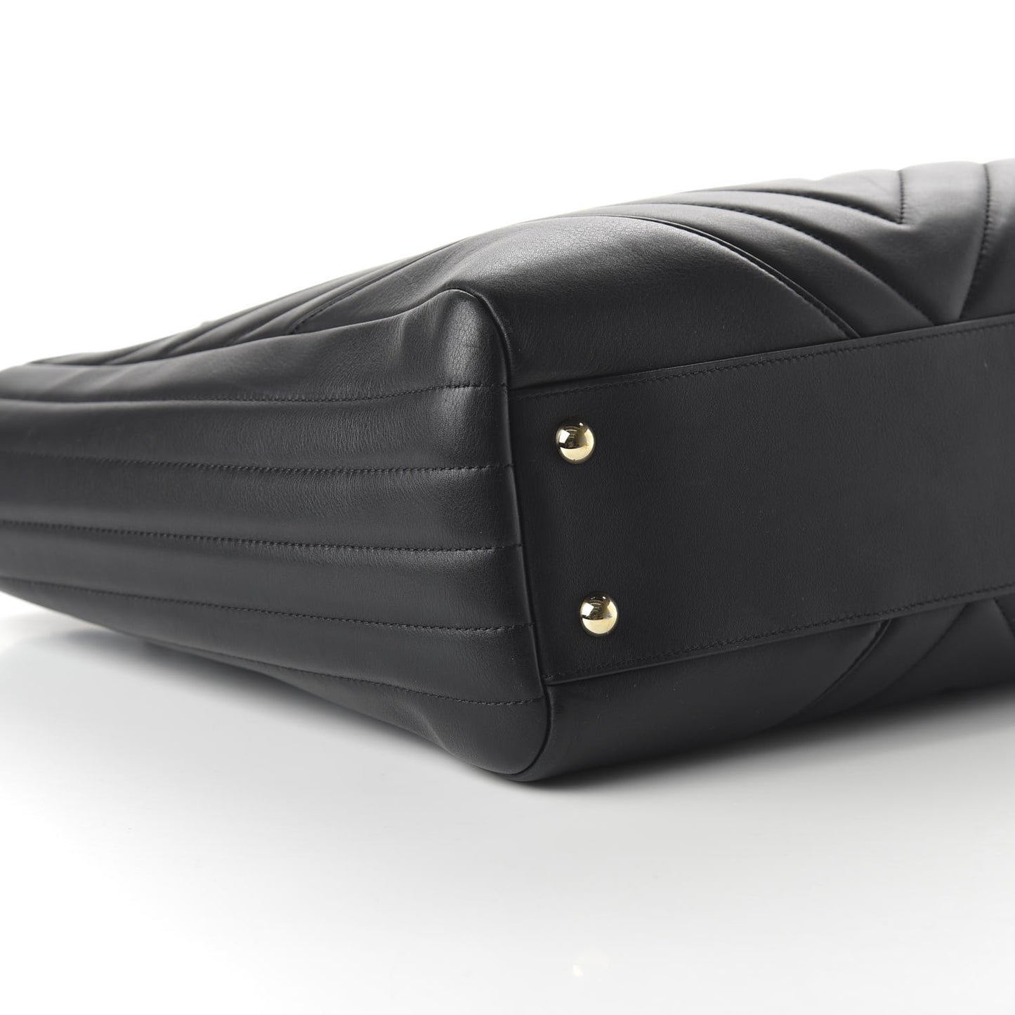 Calfskin Chevron Quilted Large Shopping Tote Black