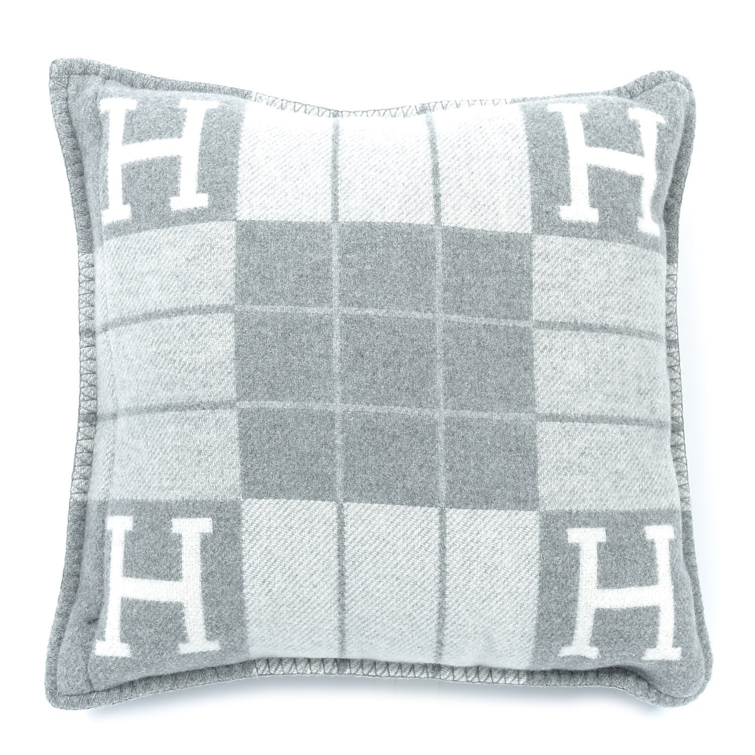Hermes Wool Cashmere Avalon III Pillow PM Ecru Gris Clair 1 of 3