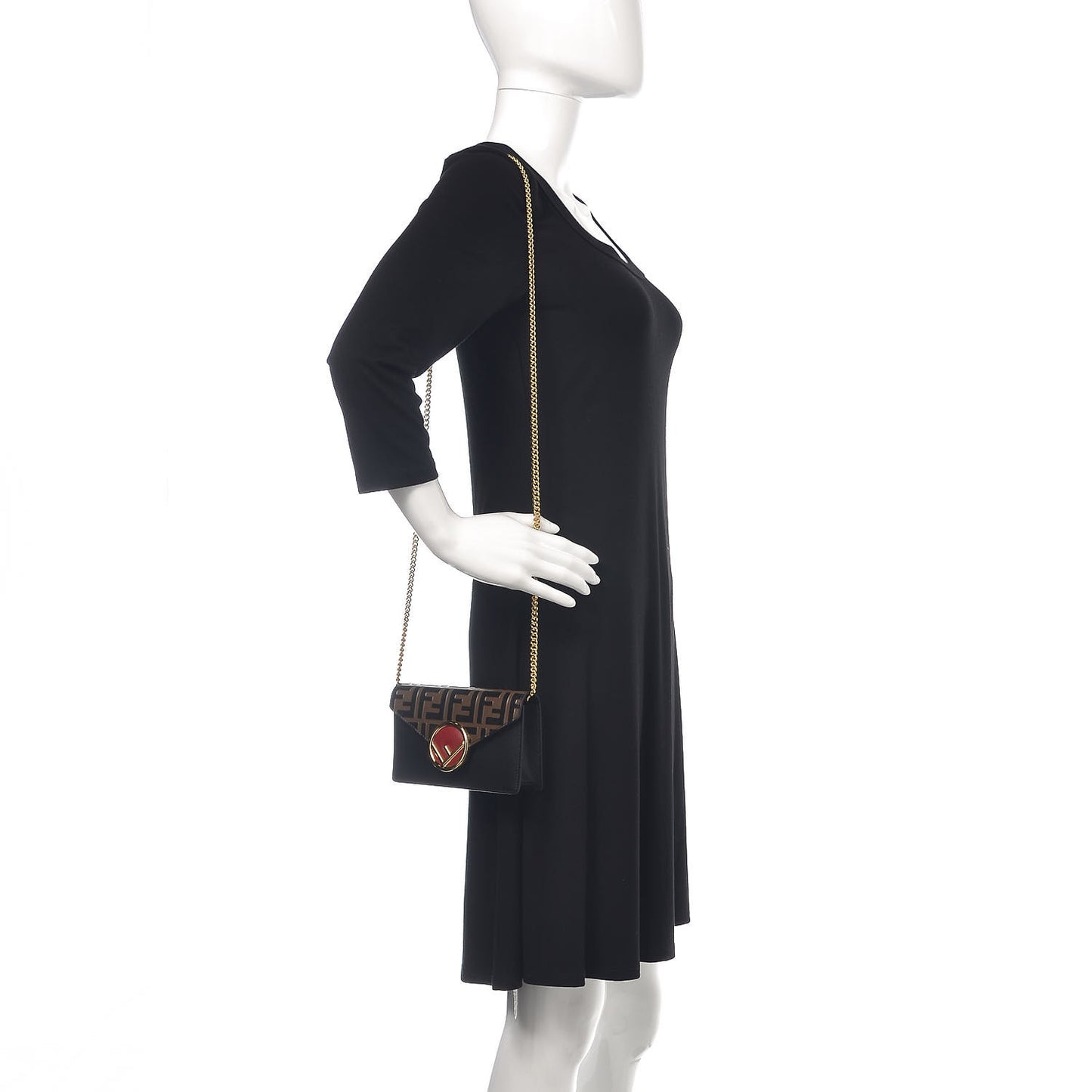 Vitello Cruise F is Fendi Bi-Color FF 1974 Embossed Envelope Belt Bag Maya Black