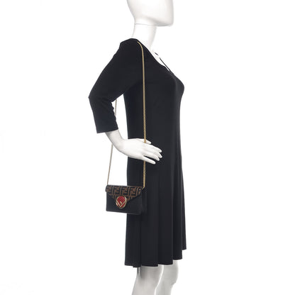 Fendi Vitello Cruise F is Fendi Bi-Color FF 1974 Embossed Envelope Belt Bag Maya Black 2 of 11