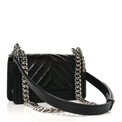 Chanel Caviar Chevron Quilted Small Boy Flap Black 3 of 10