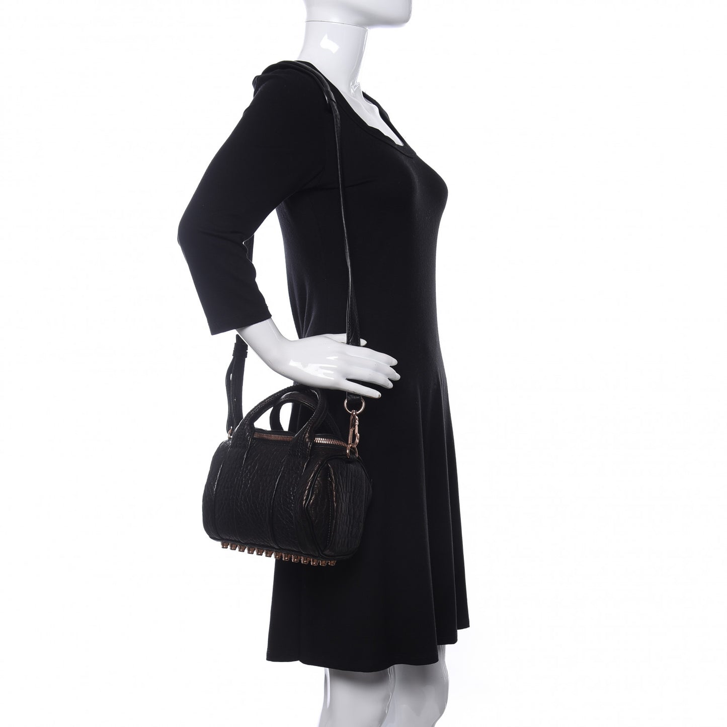 Pebbled Lambskin Mini Rockie Black Rose Gold Hardware