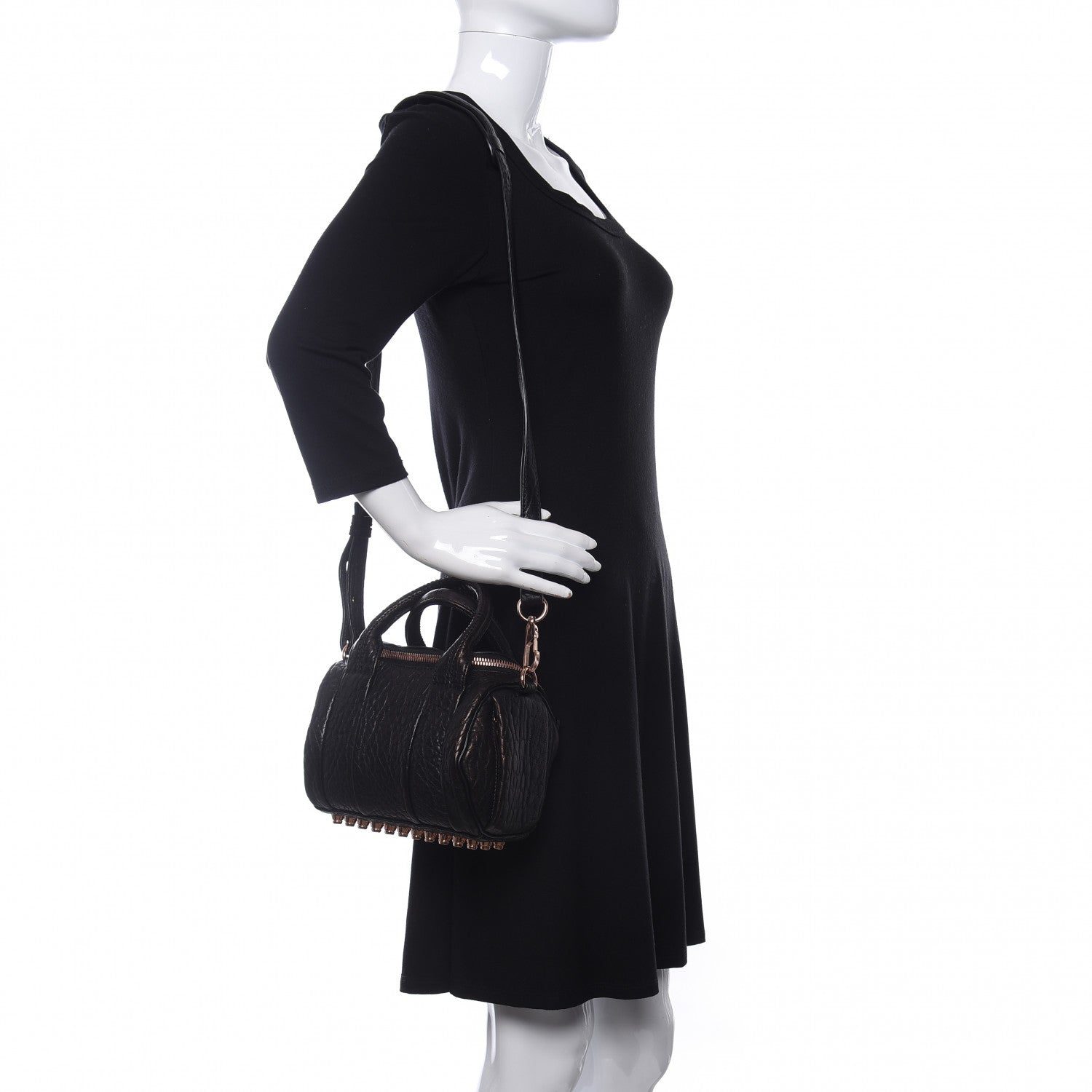 Alexander Wang Pebbled Lambskin Mini Rockie Black Rose Gold Hardware 2 of 8