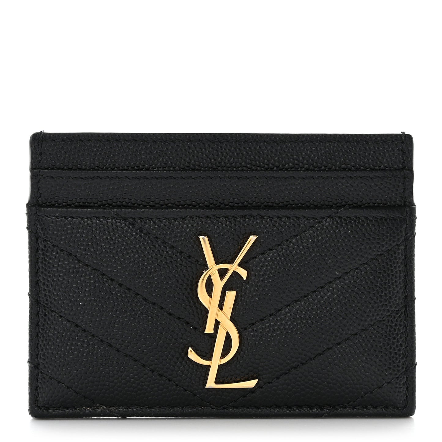 Grain De Poudre Matelasse Chevron Monogram Credit Card Case Black