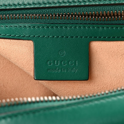 Gucci Calfskin Matelasse Sylvie Web Small GG Marmont Top Handle Shoulder Bag Emerald 6 of 12
