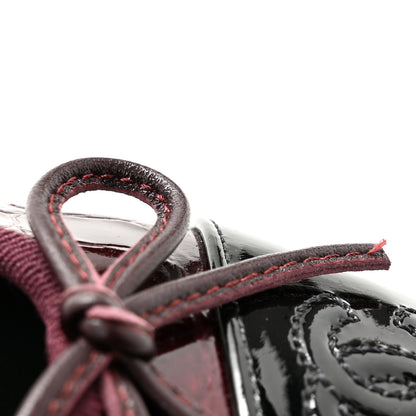 Chanel Patent Calfskin Crocodile Embossed Ballerina Flats 37 Dark Burgundy Black 10 of 10