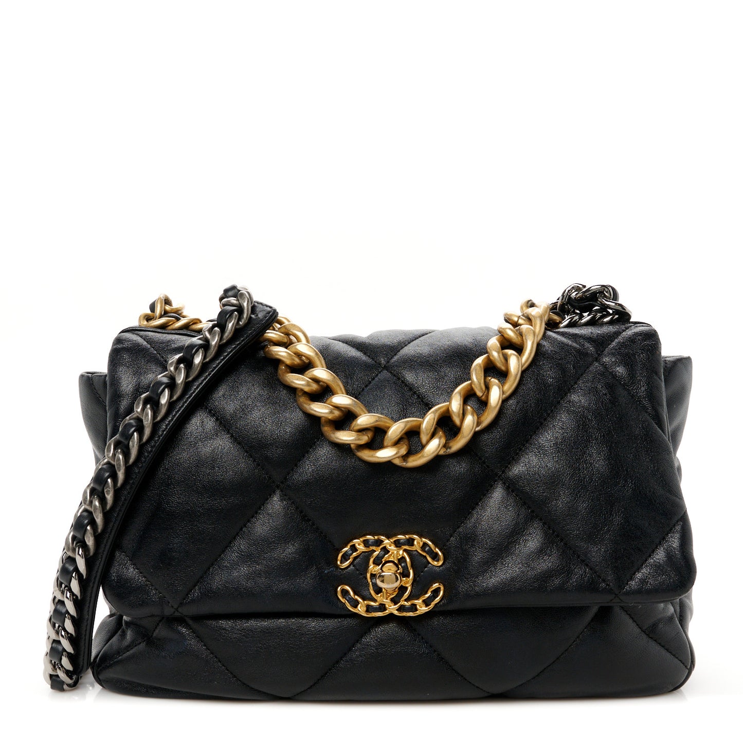 Lambskin Quilted Large Chanel 19 Flap Black