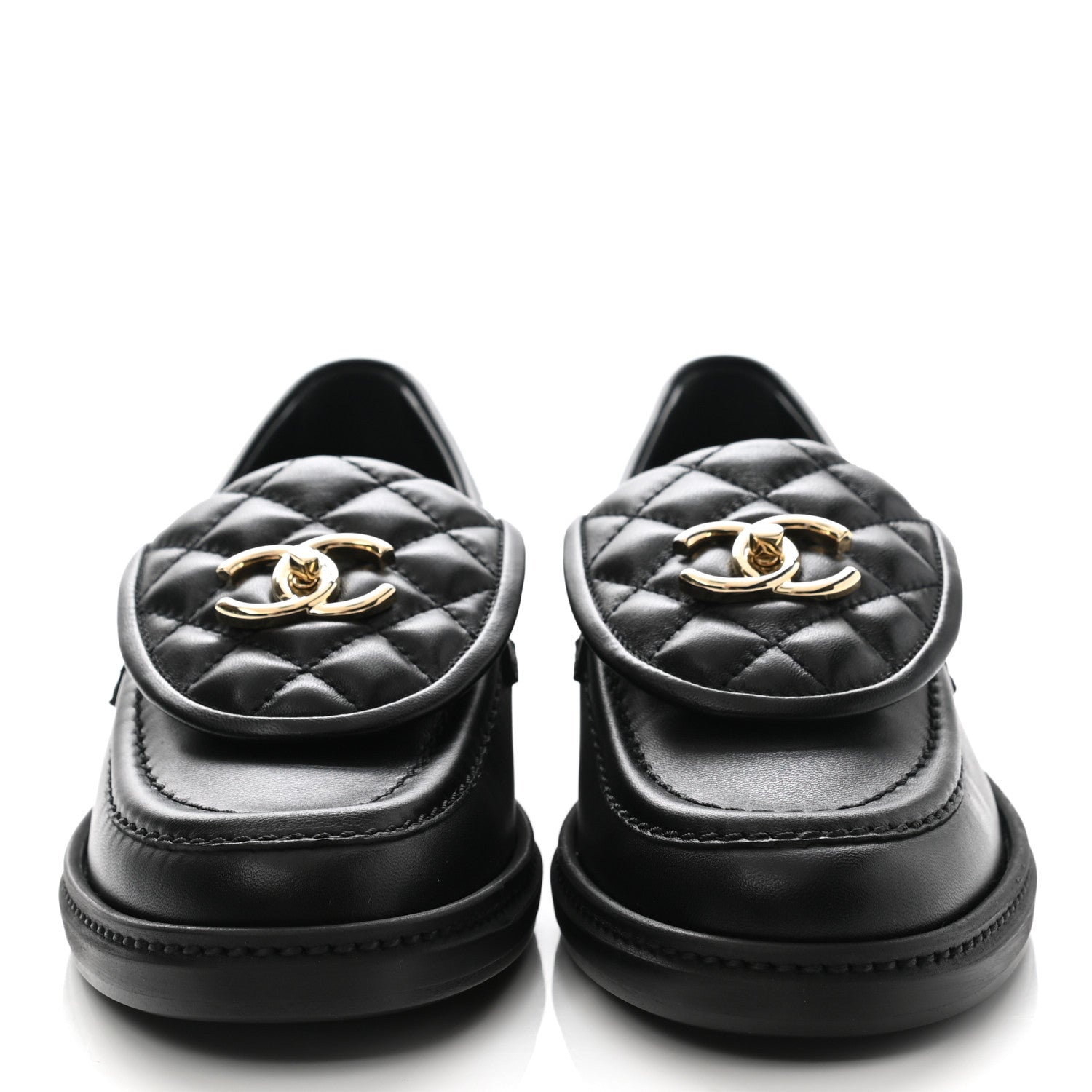 Chanel Lambskin Quilted CC Turnlock Loafers 38 Black 2 of 8
