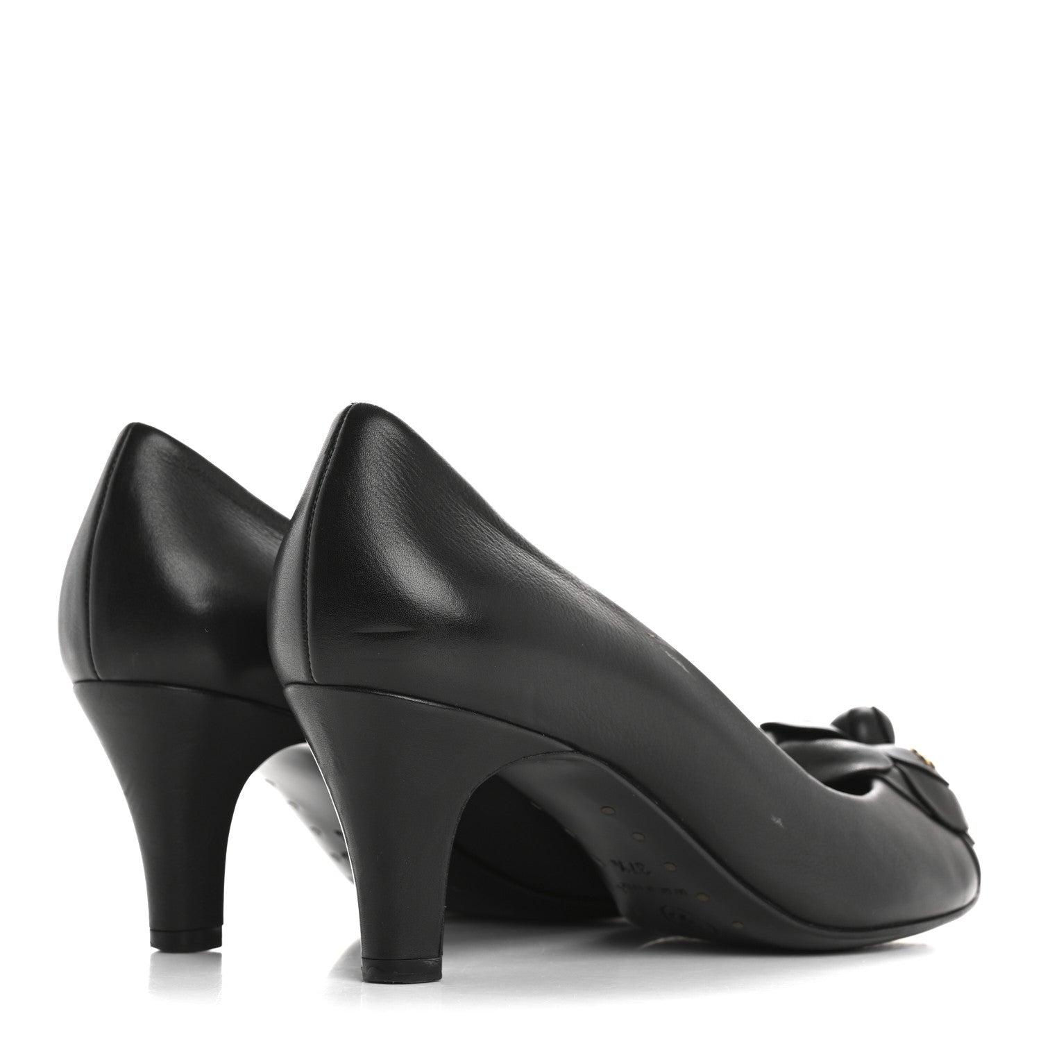 Chanel Lambskin Camellia Pumps 37.5 Black 5 of 13