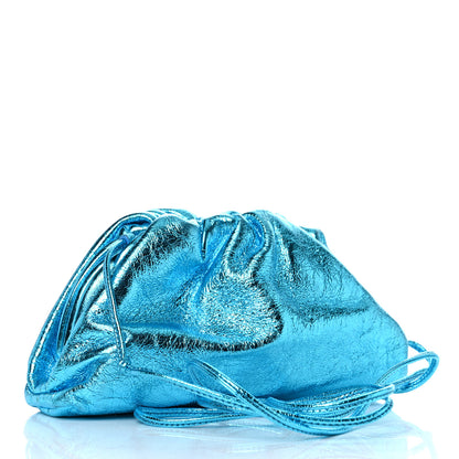 Bottega Veneta Metallic Crushed Calfskin The Mini Pouch Sky Blue 3 of 9