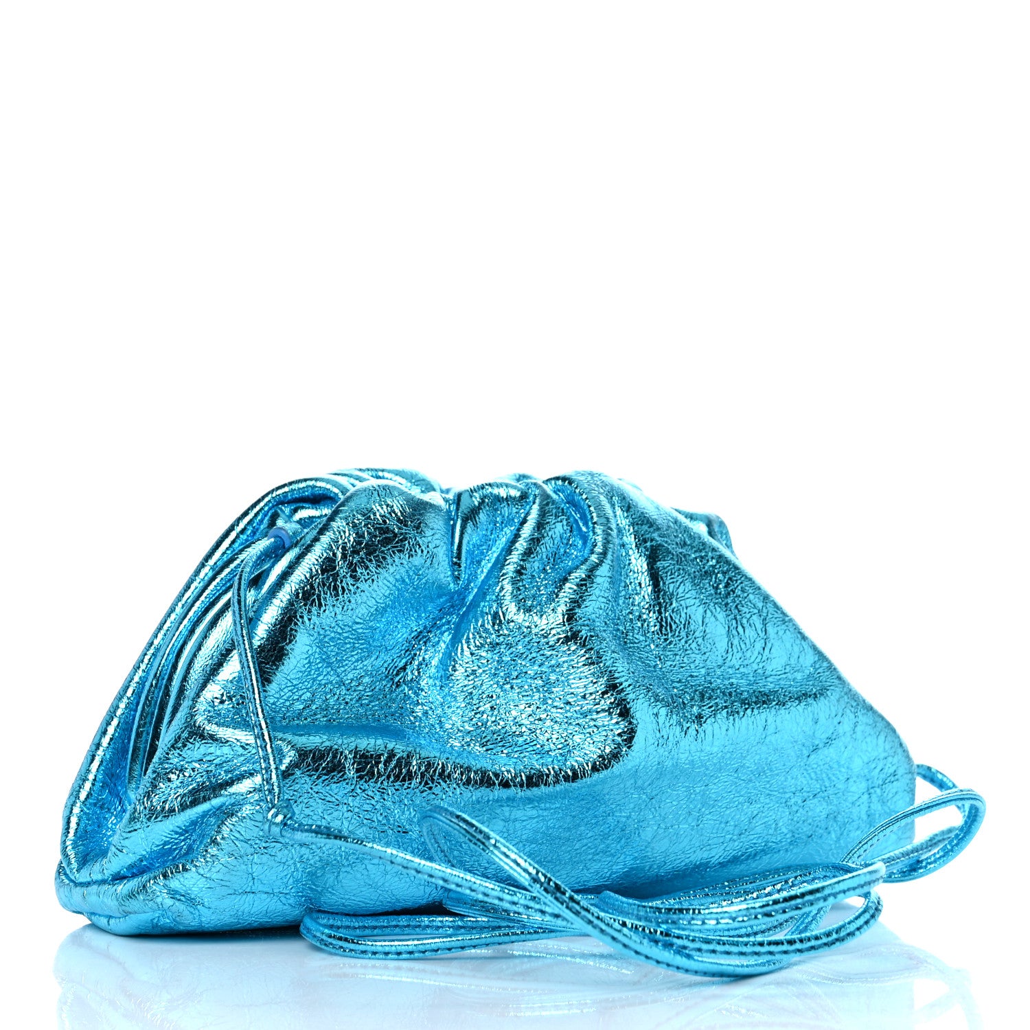 Bottega Veneta Metallic Crushed Calfskin The Mini Pouch Sky Blue 3 of 9