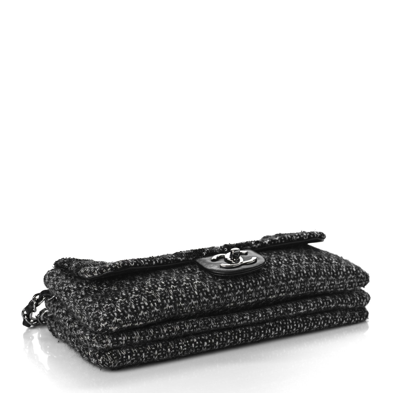 Chanel Sequin Tweed Icons Large Accordion 3 Flap Black 4 of 14