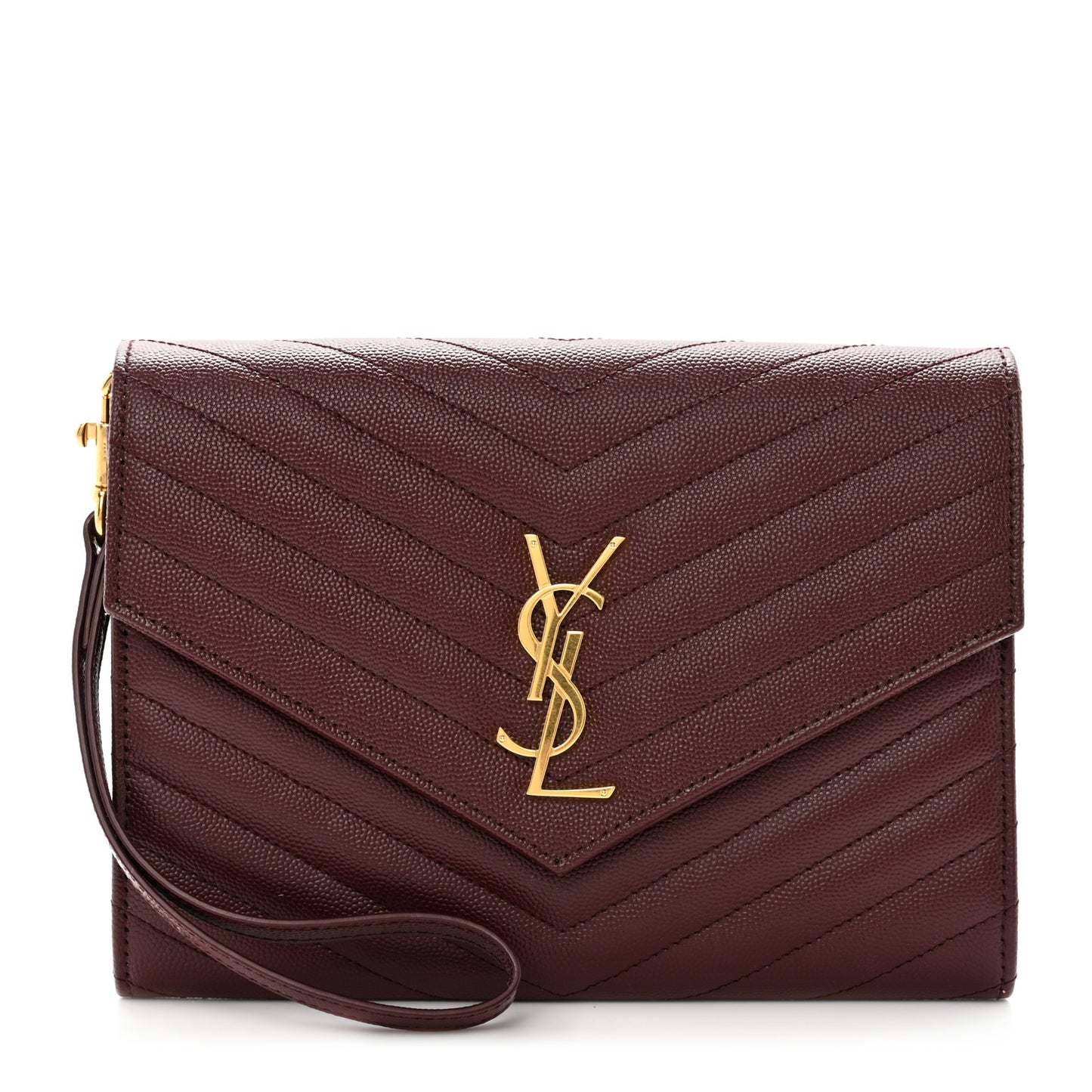 Grain De Poudre Matelasse Chevron Monogram Envelope Clutch Rouge Legion