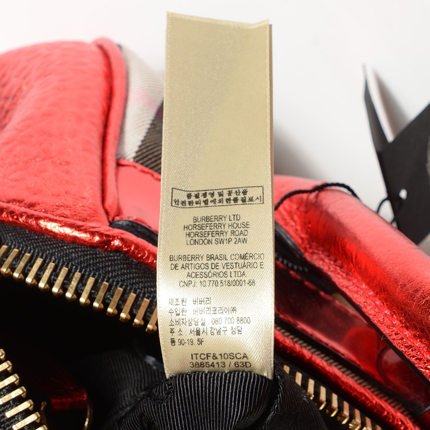 Burberry Prorsum House Check Calfskin Small Blaze Satchel Metallic Cadmium Red 9 of 11