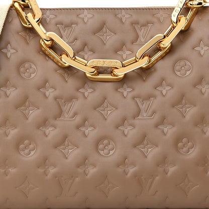 Louis Vuitton Lambskin Embossed Monogram Coussin MM Taupe 9 of 11
