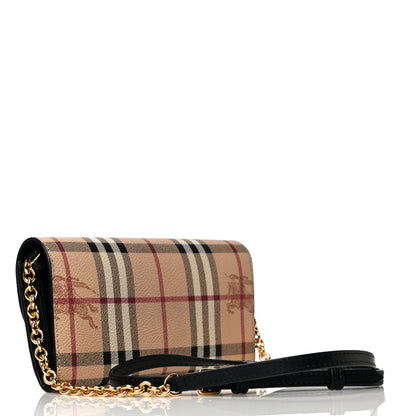 Burberry Haymarket Check Henley Wallet On Chain Black 3 of 10