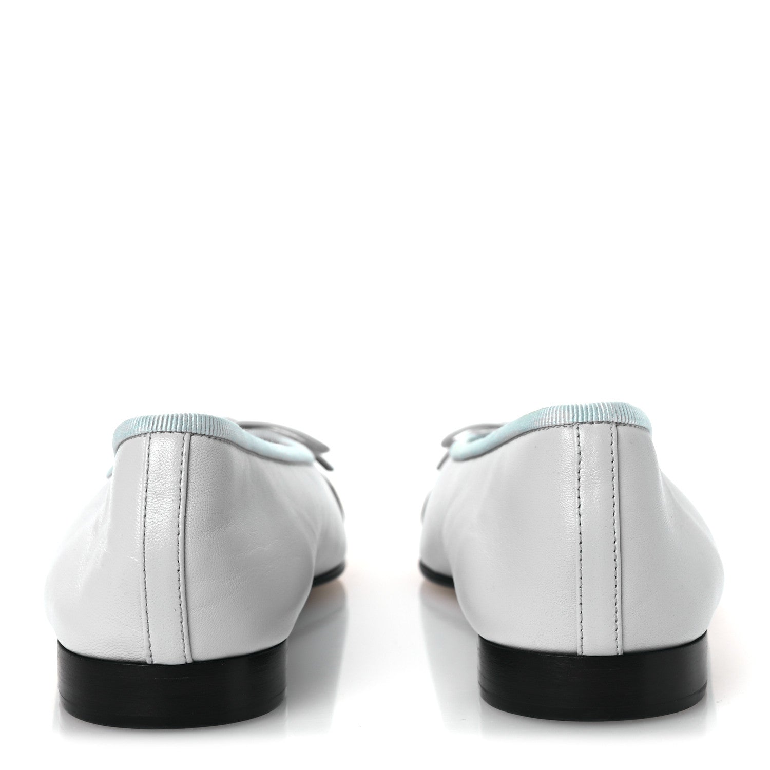 Chanel Lambskin Grosgrain Cap Toe CC Ballerina Flats 37 Light Blue Black 5 of 13