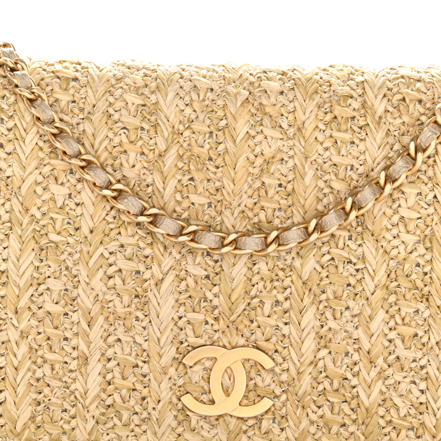 Woven Straw Braided Ancient Greek Wallet On Chain WOC Beige