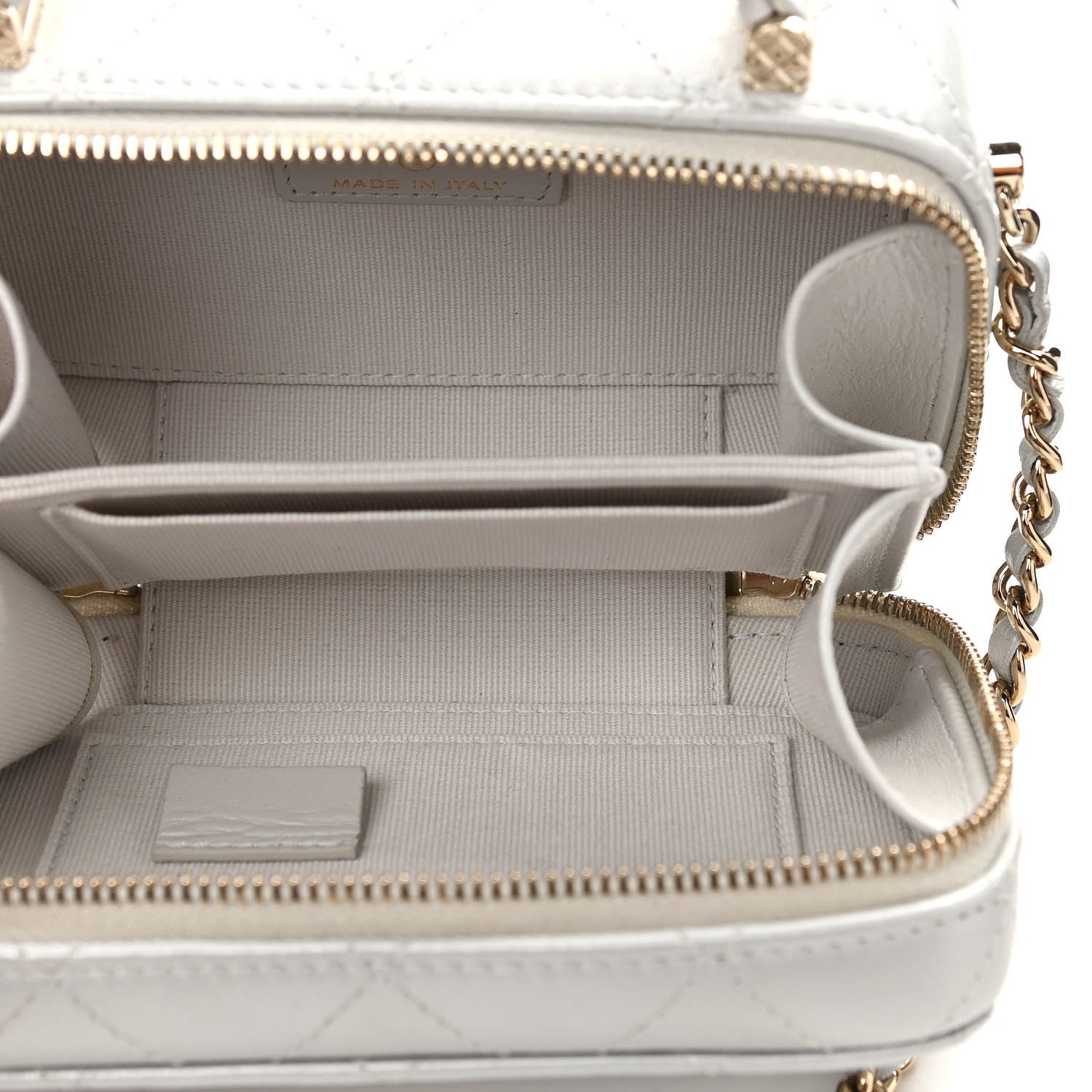 Chanel Metallic Lambskin Quilted Top Handle Vanity Case Silver 5 of 10