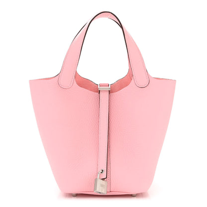 Hermes Taurillon Clemence Picotin Lock 18 PM Rose Sakura 1 of 11