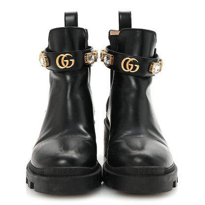 Gucci Calfskin Crystal GG Trip Chelsea Ankle Boots 36.5 Black 3 of 9