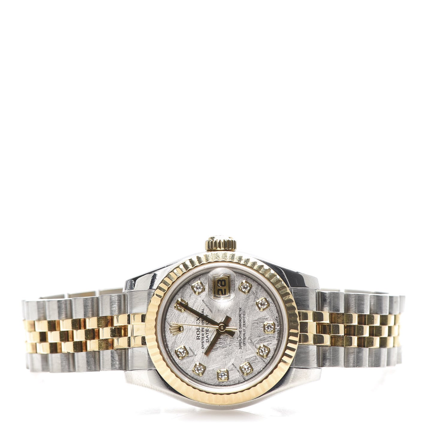 Stainless Steel 18K Yellow Gold Diamond Meteorite 26mm Oyster Perpetual Datejust Watch 179173