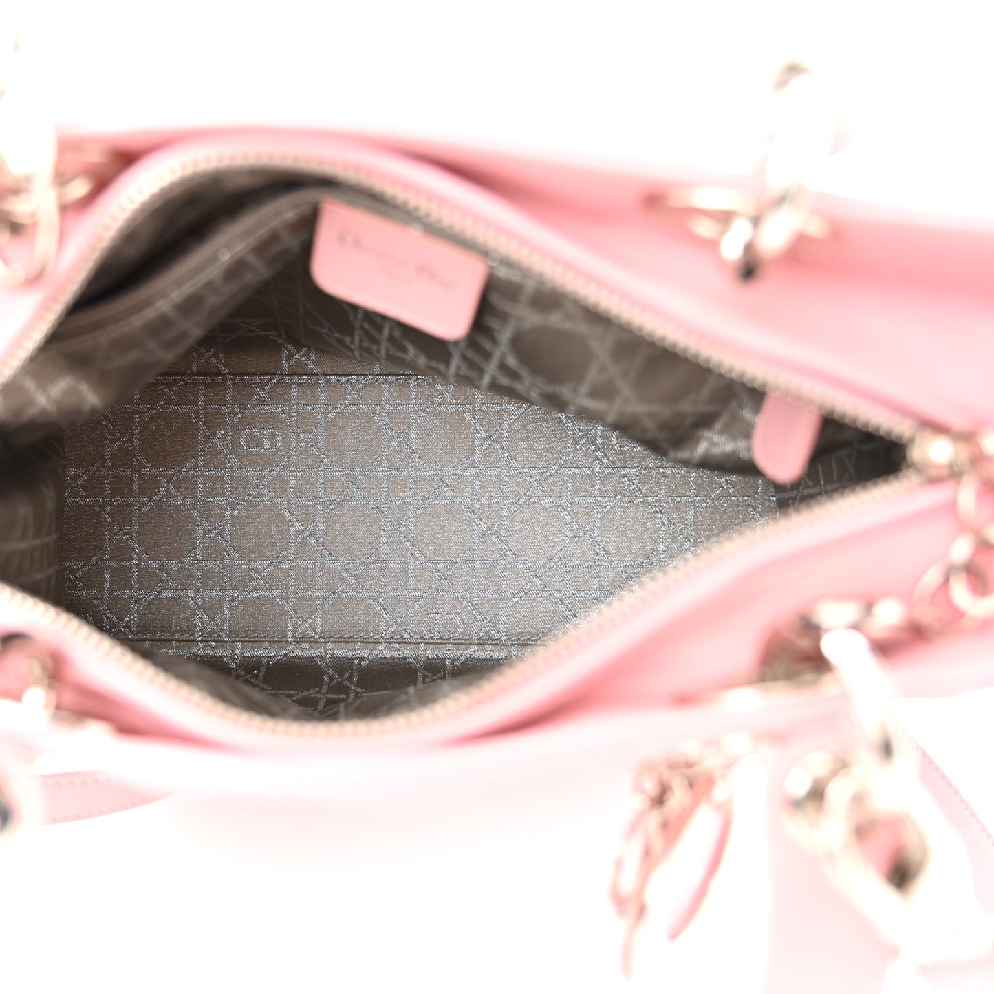 CHRISTIAN DIOR Lambskin Cannage Medium Lady Dior Pink