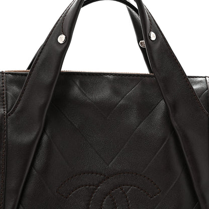 Chanel Calfskin Chevron CC All Day Long Boston Brown 8 of 12