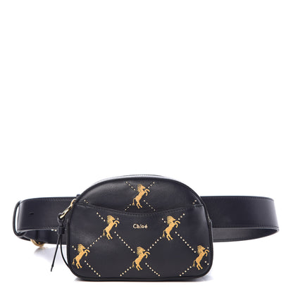 Chloe Smooth Calfskin Little Horses Embroidered Signature Belt Bag Black 1 of 8