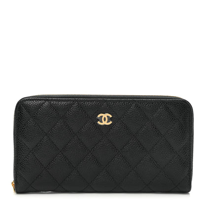 Chanel Caviar Quilted Large Gusset Zip Around Wallet Black 1 of 9