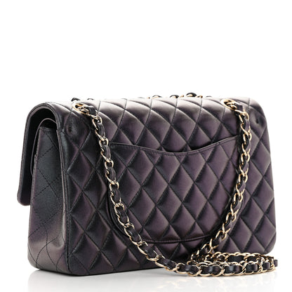 Chanel Iridescent Lambskin Quilted Medium Double Flap Black 3 of 13