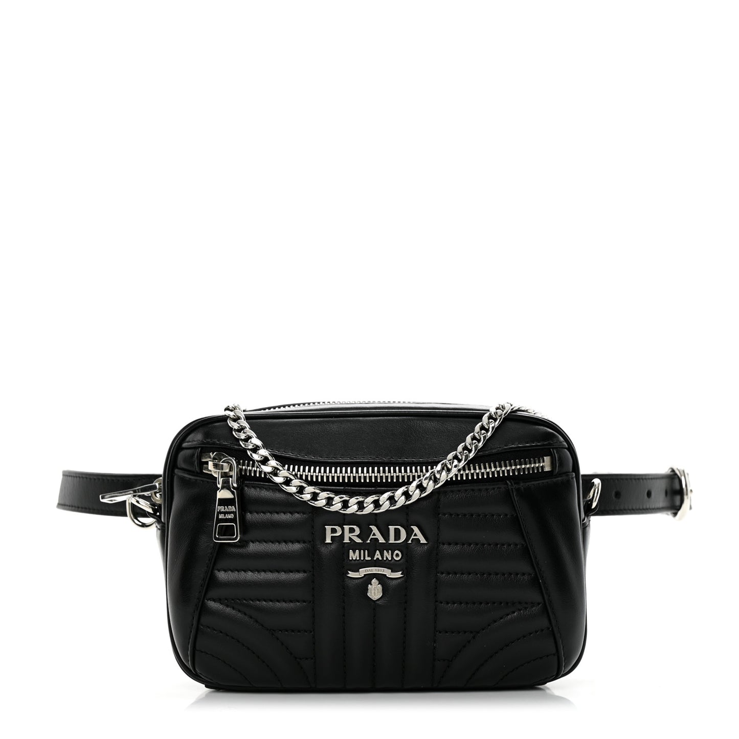 Soft Calfskin Impunture Diagramme Belt Bag Black