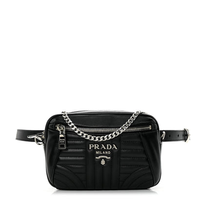 Prada Soft Calfskin Impunture Diagramme Belt Bag Black 1 of 9