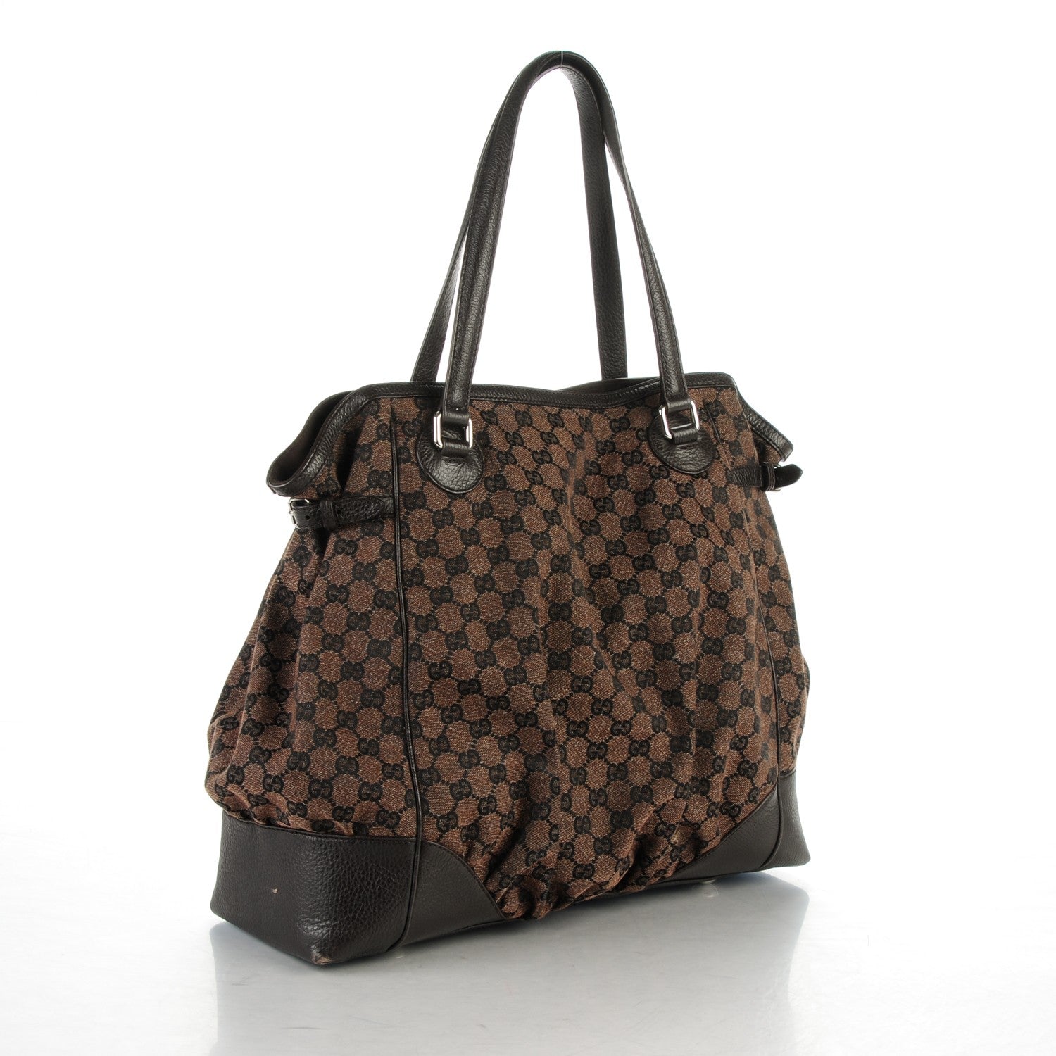 Gucci Monogram Denim Full Moon Tote Dark Brown 3 of 11