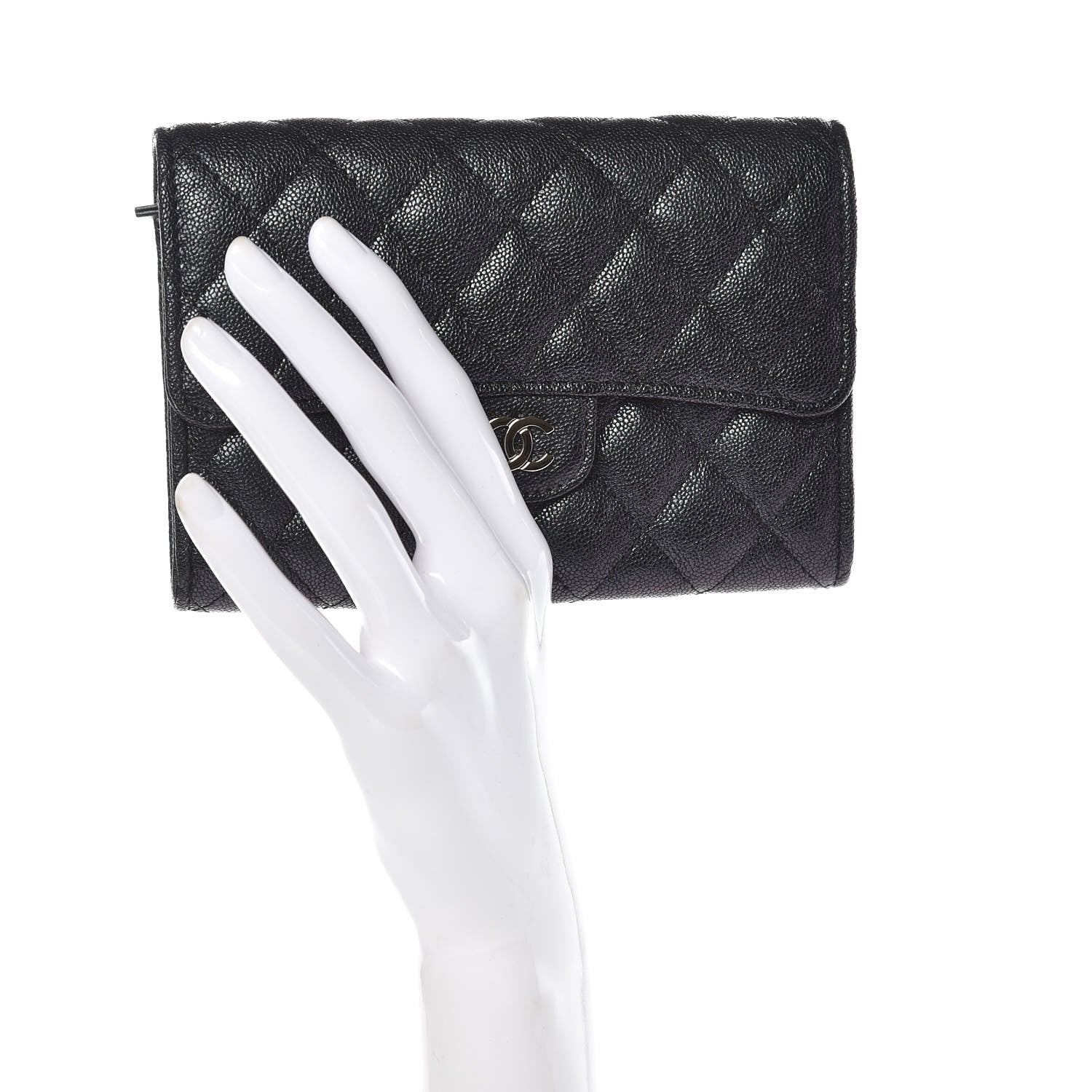 Chanel Iridescent Caviar Quilted Medium Flap Wallet Black 2 of 10