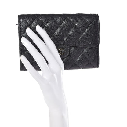 Chanel Iridescent Caviar Quilted Medium Flap Wallet Black 2 of 10