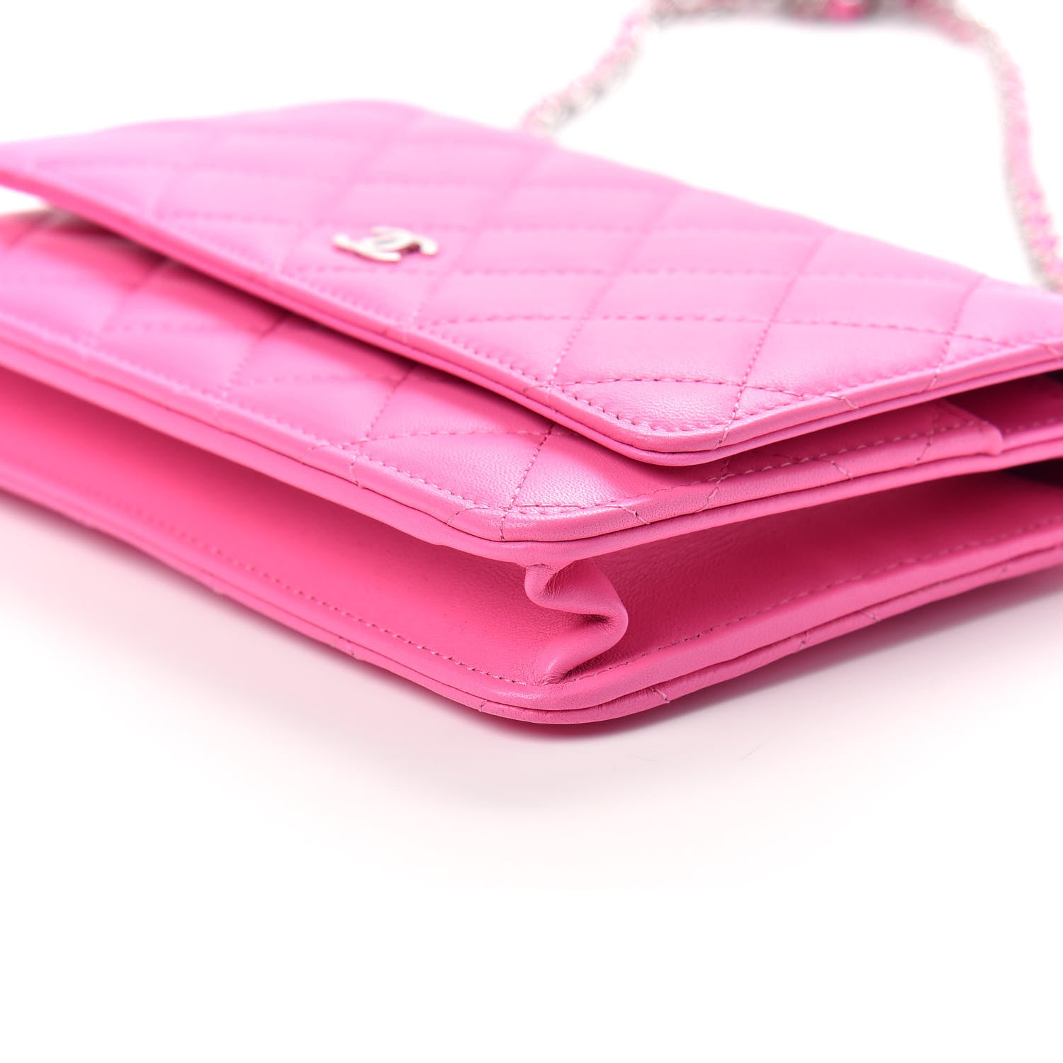 Chanel Lambskin Quilted Wallet On Chain WOC Pink 7 of 11
