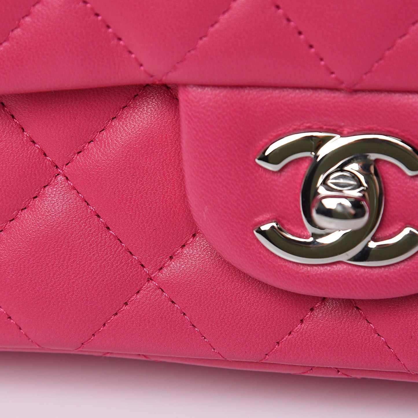 Lambskin Quilted Mini Rectangular Flap Dark Pink