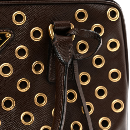 Prada Saffiano Grommets Bowler Bruciato 10 of 12