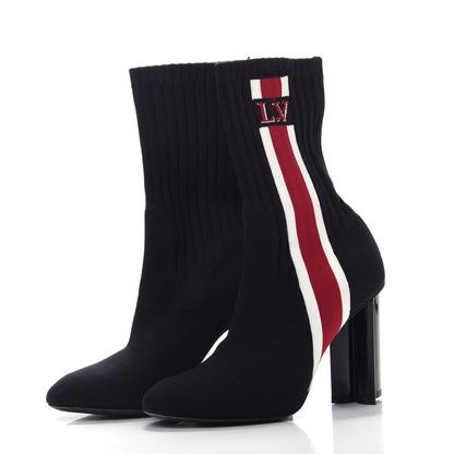 Louis Vuitton Stretch Fabric Silhouette Stripe Ankle Boots 37.5 Black 3 of 7