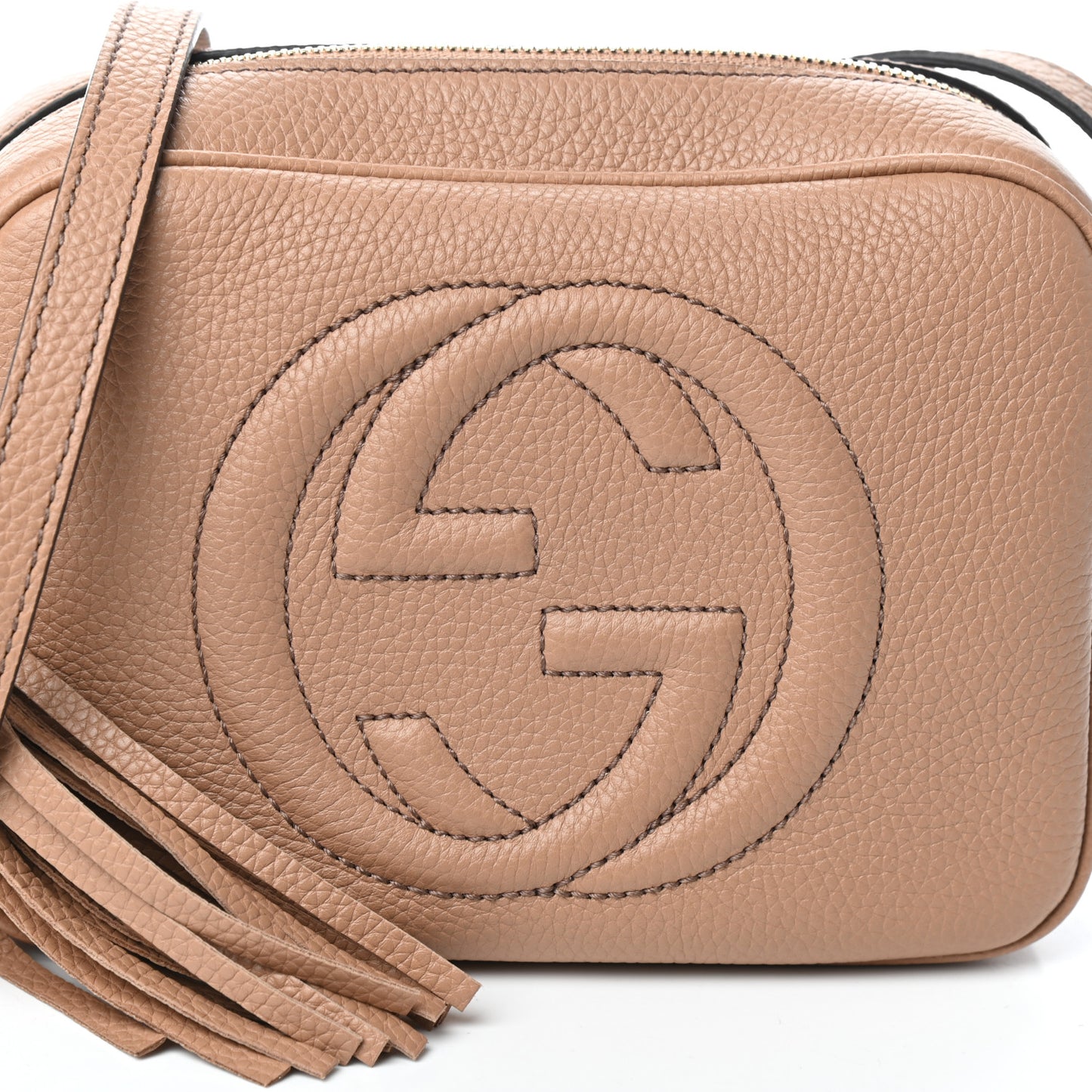 Pebbled Calfskin Small Soho Disco Bag Rose Beige